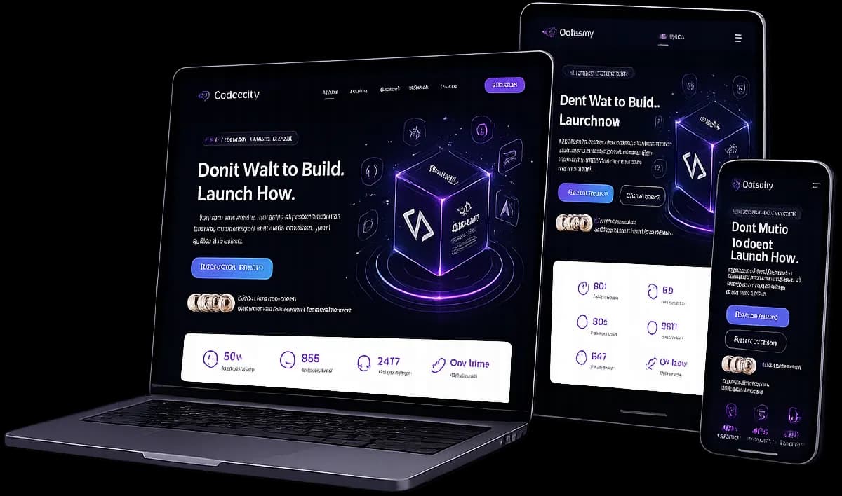 Launch kit templates on laptop, tablet, and phone