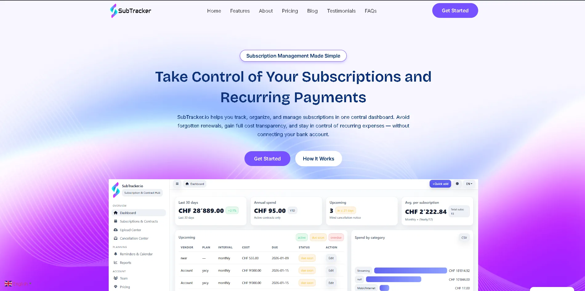 SubTracker project preview