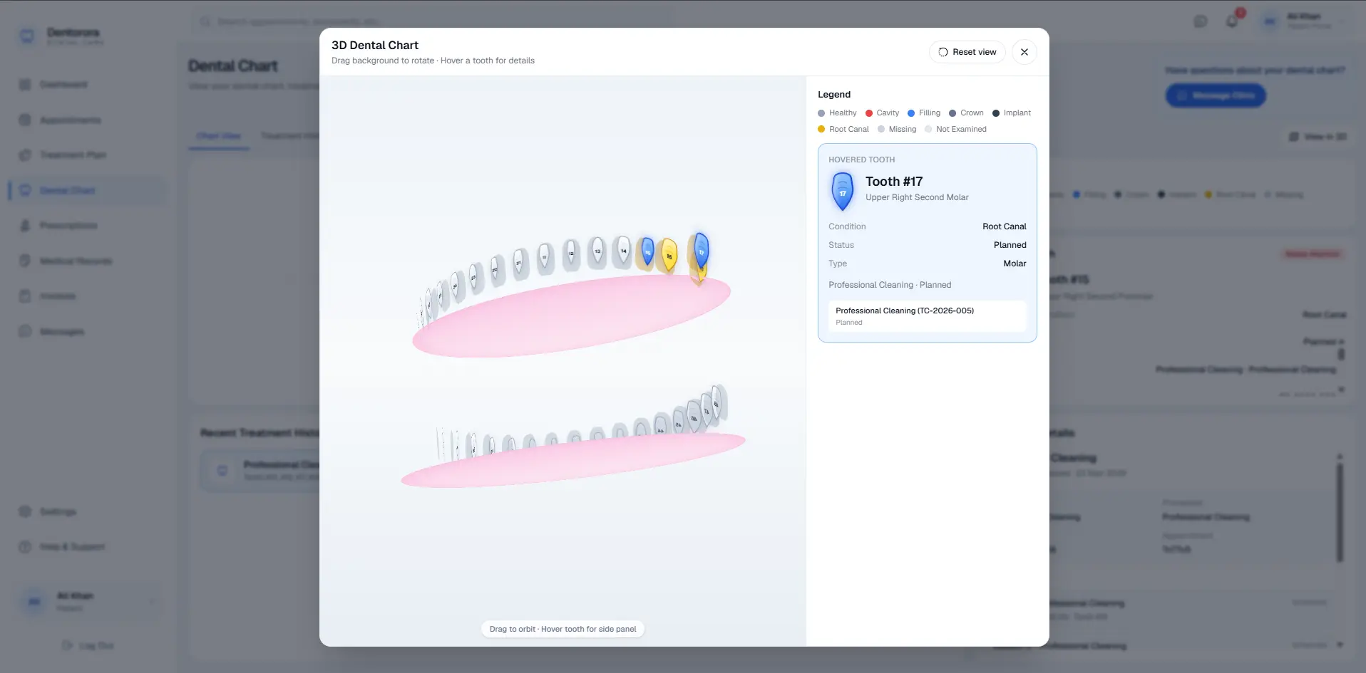 Dentora 3D dental chart